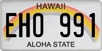 HI license plate EHO991