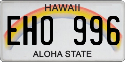 HI license plate EHO996