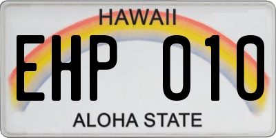 HI license plate EHP010