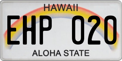 HI license plate EHP020