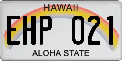 HI license plate EHP021