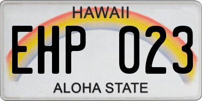 HI license plate EHP023