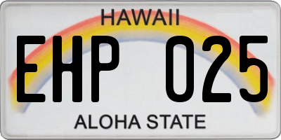 HI license plate EHP025