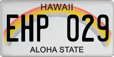 HI license plate EHP029