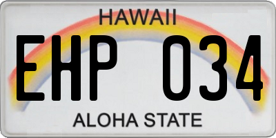 HI license plate EHP034