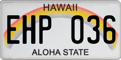 HI license plate EHP036