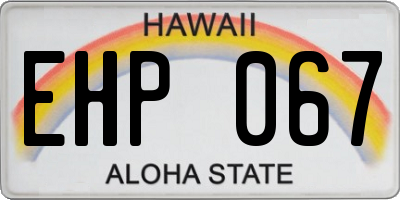 HI license plate EHP067