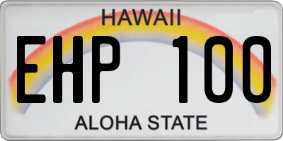 HI license plate EHP100