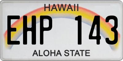 HI license plate EHP143