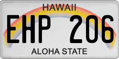 HI license plate EHP206