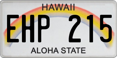HI license plate EHP215