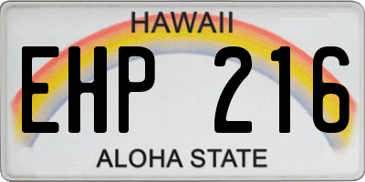 HI license plate EHP216