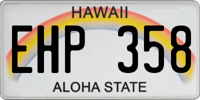 HI license plate EHP358