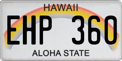 HI license plate EHP360