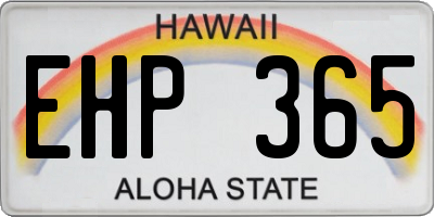 HI license plate EHP365