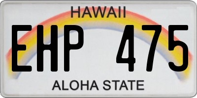 HI license plate EHP475