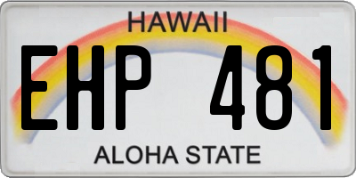 HI license plate EHP481