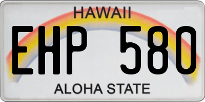 HI license plate EHP580