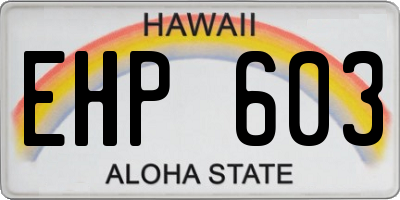 HI license plate EHP603