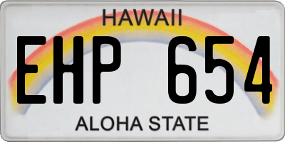 HI license plate EHP654