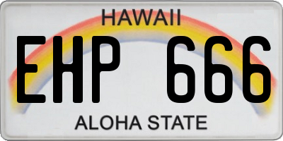 HI license plate EHP666