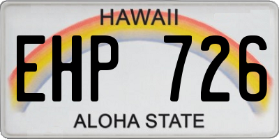 HI license plate EHP726