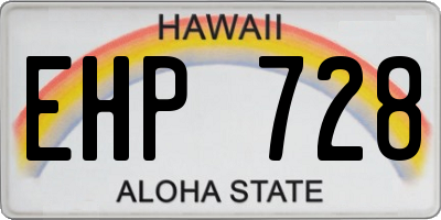 HI license plate EHP728