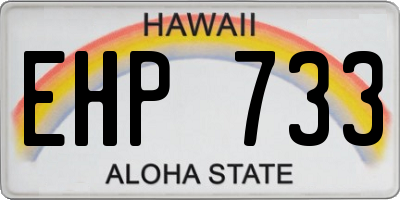 HI license plate EHP733