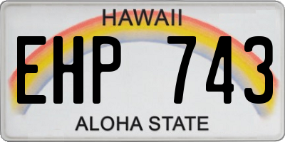 HI license plate EHP743
