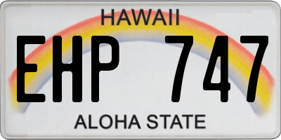 HI license plate EHP747