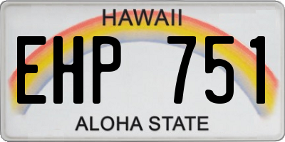 HI license plate EHP751