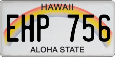 HI license plate EHP756
