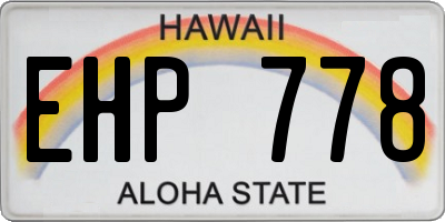 HI license plate EHP778