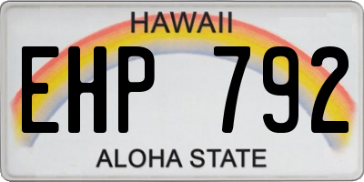 HI license plate EHP792