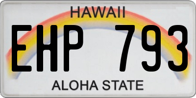 HI license plate EHP793