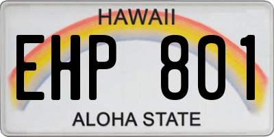 HI license plate EHP801