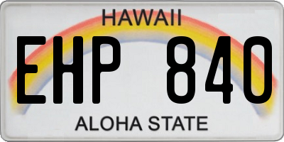 HI license plate EHP840