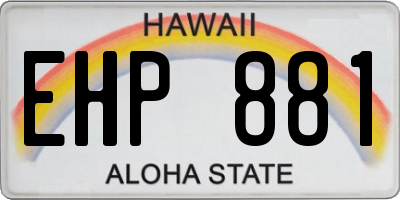 HI license plate EHP881