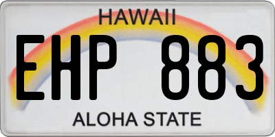 HI license plate EHP883
