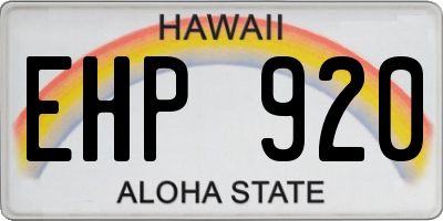 HI license plate EHP920