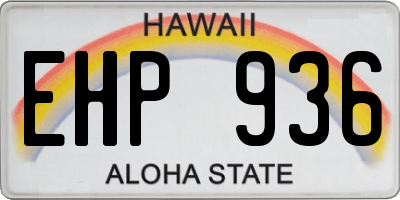 HI license plate EHP936