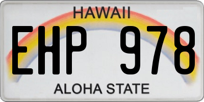 HI license plate EHP978