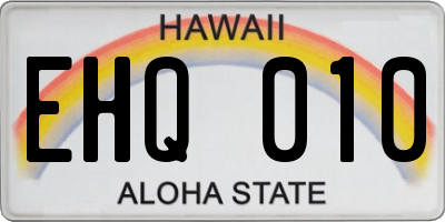 HI license plate EHQ010