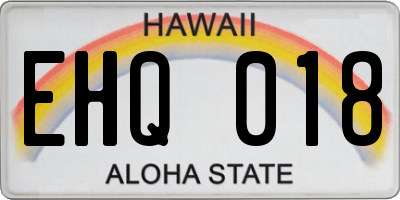 HI license plate EHQ018
