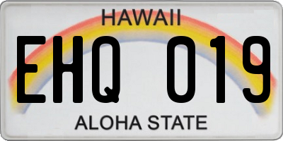 HI license plate EHQ019