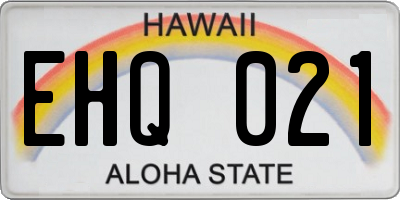 HI license plate EHQ021