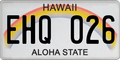 HI license plate EHQ026