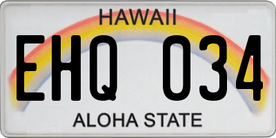 HI license plate EHQ034