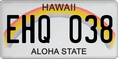HI license plate EHQ038
