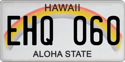 HI license plate EHQ060